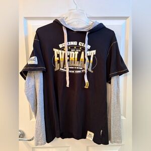 Vtg Everlast Boxing Club Bronx NY 90s Grunge Layering Tshirt Set Hoodie Size M